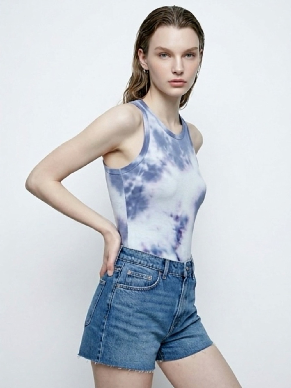 Rebel Sugar Blue and Purple Bodysuit Tie-Dye Racerback